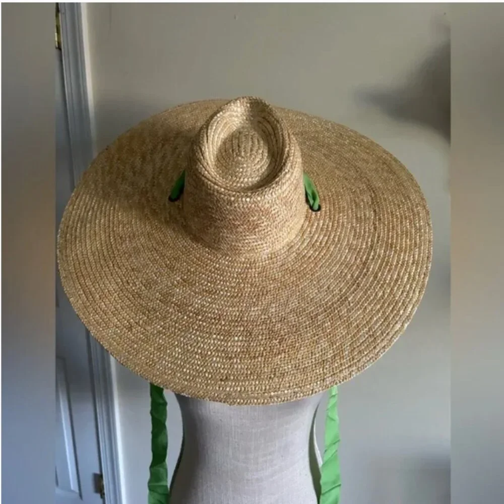 Free People NWT Straw Wide Brim lime green women’s hat